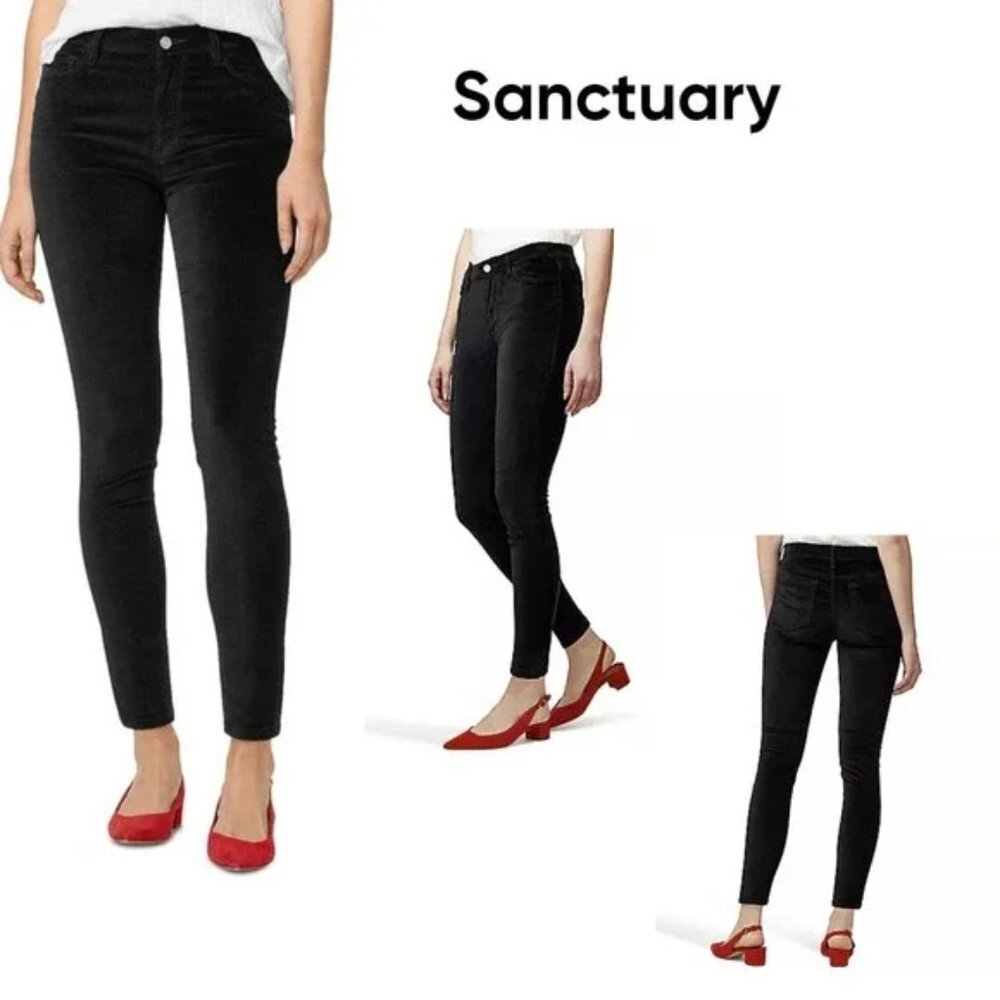 Sanctuary Denim Black Velvet Jeans Pants Social Standard High Rise Skinny